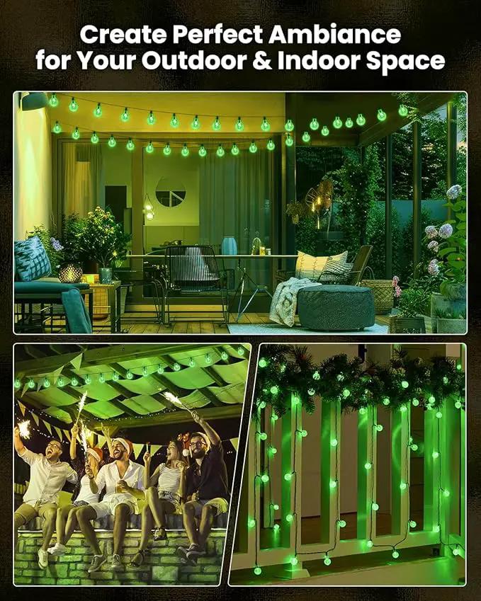 Solar String Lights Outdoor 120 LED 72 Ft Total, Crystal Globe Lights with 8 Lighting Modes, Waterproof Solar Powered Patio Lights for Garden Yard Porch Wedding Party Decor (Green) by GreenHaven Gardens