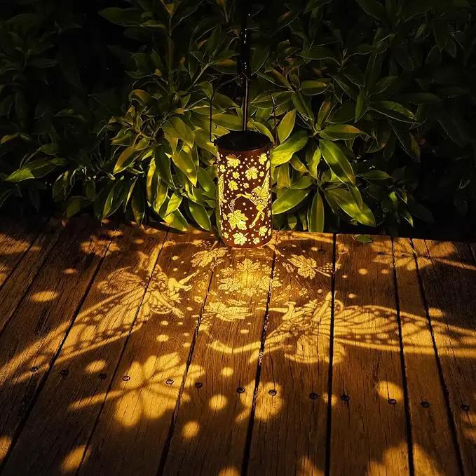 Fairy Solar Lanterns Outdoor Hanging Maple Leaf Decor Lantern,Waterproof Hollow Out Metal Decorative Garden Light,Graceful Decoration for Patio,Landscape,Walkway,Festival by GreenHaven Gardens