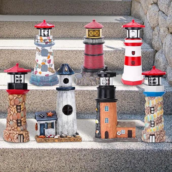 Solar Lighthouse with Rotating Beacon,11.1" Outdoor Garden Lighthouse Decor,Waterproof Statue Light House Lamp for Yard Lawn Patio Gifts by GreenHaven Gardens