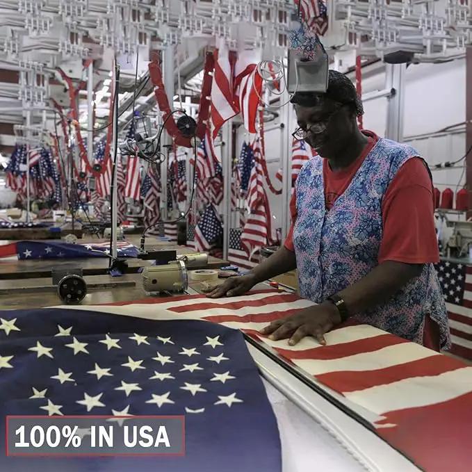AZCOVER American Flag 15x25 FT Luxury Us Flag for Outside Made in USA Heavy Duty Nylon American Flags for Outdoor with Embroidered Stars Sewn Stipes and Brass Grommets All Weather Lasting United by GreenHaven Gardens