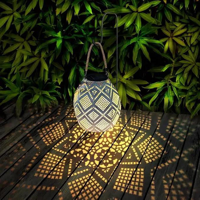 Solar Lantern, Lanterns Decorative Outdoor with Geometric Pattern, Waterproof Outdoor Lanterns for Porch, Yard, Deck, Lawn, Backyard, Patio, Tabletop, Pathway, Landscape, Garden Decor by GreenHaven Gardens