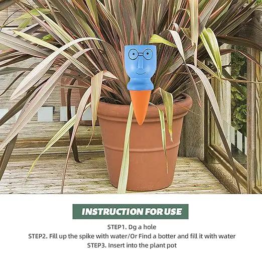 4 Pack Terracotta Watering Spikes, Vacation Self-Watering Planters Devices - Continuous Moisture with Slow Release Watering System - Perfect for Indoor Outdoor Plants (Big Head) by GreenHaven Gardens