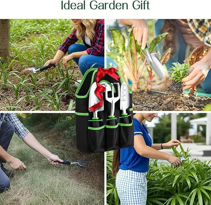 Gardening Tools Set, 8PCS Heavy Duty Garden Tools with Non-Slip Rubber Grip with Large Garden Bag for Tools Aluminum Alloy Hand Tools for Gardening,Gardening Gifts for Women and Men, Green by GreenHaven Gardens