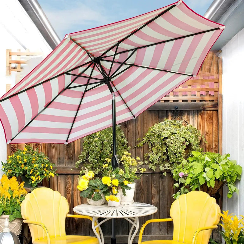 Sunnyglade 9' Patio Umbrella Outdoor Table Umbrella with 8 Sturdy Ribs (Red and White) by GreenHaven Gardens