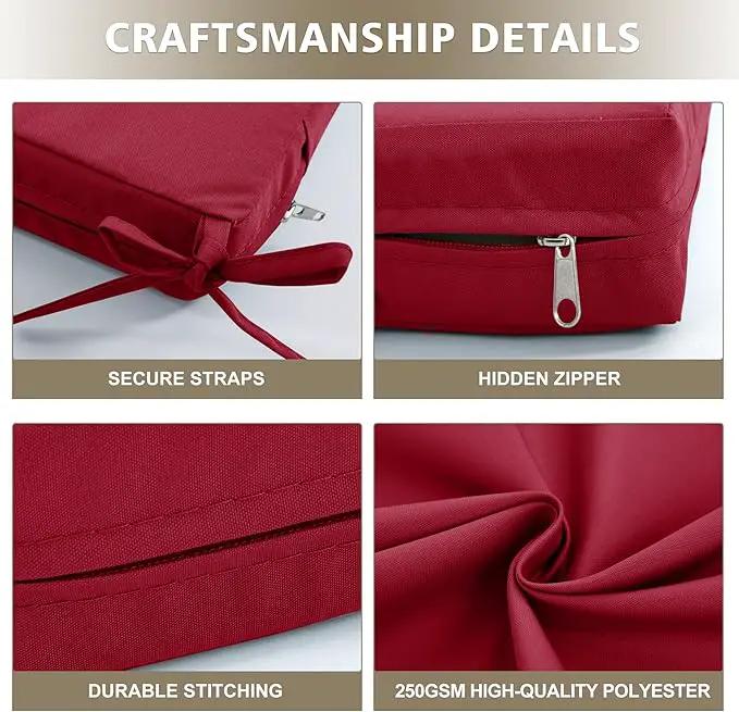 24x24 Inch Outdoor Cushions for Patio Furniture, Waterproof Outdoor Chair Cushions w/Fade-Resistant, Removable & Machine-Washable Covers, Deep Seat Sofa/Couch Pad Replacement – Set of 1/2/4, Burgundy by GreenHaven Gardens