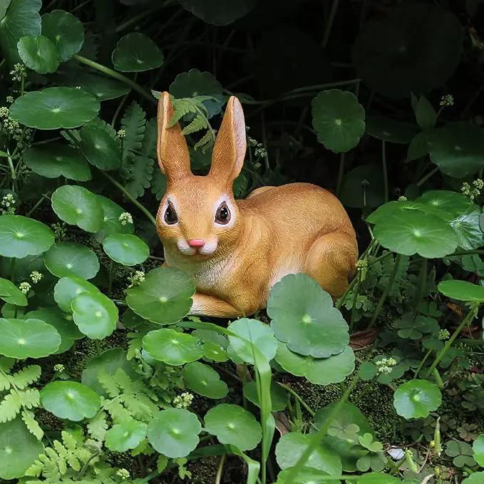 Hide a Key Rabbit Figurines Bunny Statue Polyresin Rabbit Ornament Rabbit Outdoor Garden Statue by GreenHaven Gardens