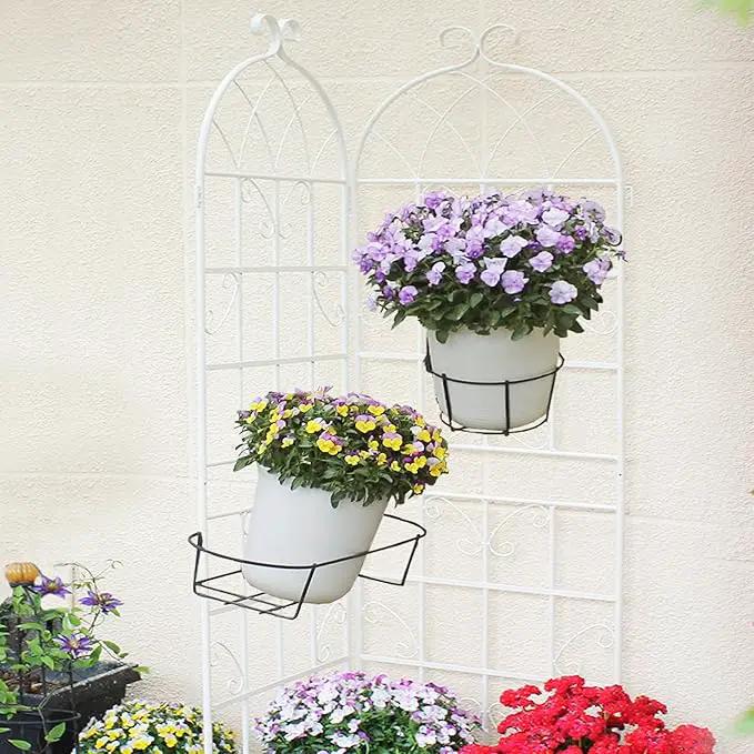 4 Pack Metal Garden Trellis 71" Fence Rustproof Garden Trellis for Climbing Plants Support Roses Flower Outdoor Lawn, Cream White by GreenHaven Gardens