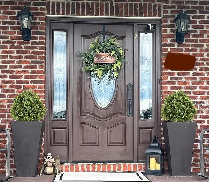 27“ Realistic Artificial Boxwood Topiary Trees Set of 2, Faux Boxwood Plants Outdoor UV-Resistant, No Maintenance Curb Appeal Fake Evergreen Bushes & Shrubs for Front Porch Outside Planter Decor by GreenHaven Gardens