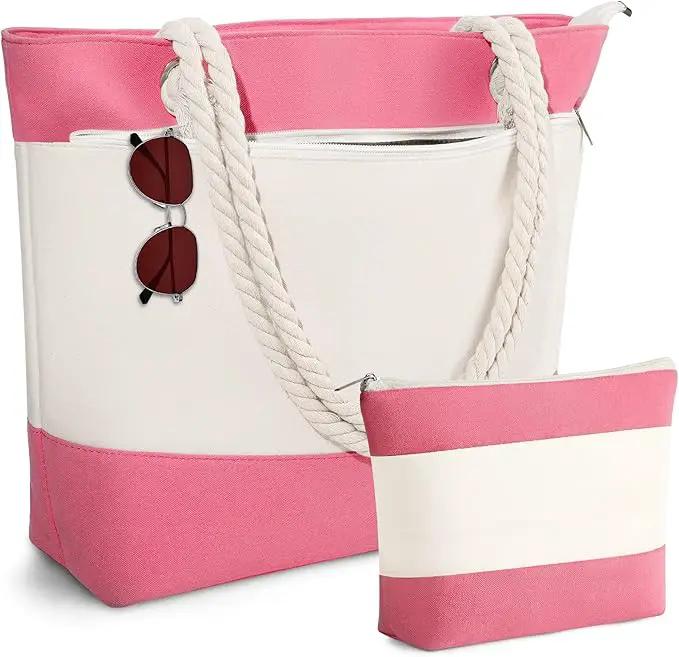 YOOLIFE Beach Bags for Women - Initial Tote Waterproof Bag with Makeup Bag, Mothers Day Gifts for Women Mom Friend Birthday by GreenHaven Gardens