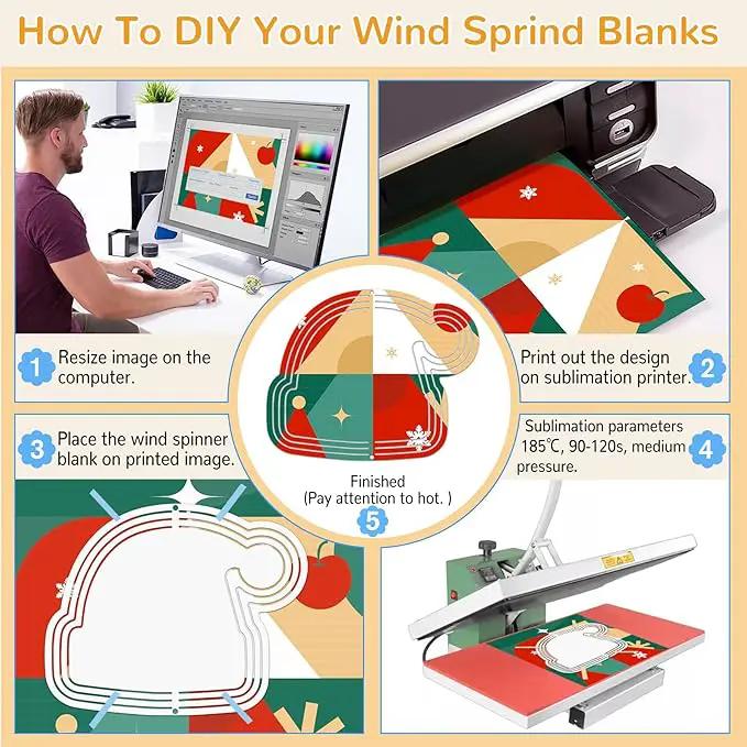 Sublimation Wind Spinner Blanks, 10 Inch 3D Aluminum Metal Hanging Wind Spinner Bulk for Garden Yard Outdoor, Window Porch Decoration for Heat Press Transfer DIY (23. Santa hat-6pcs) by GreenHaven Gardens