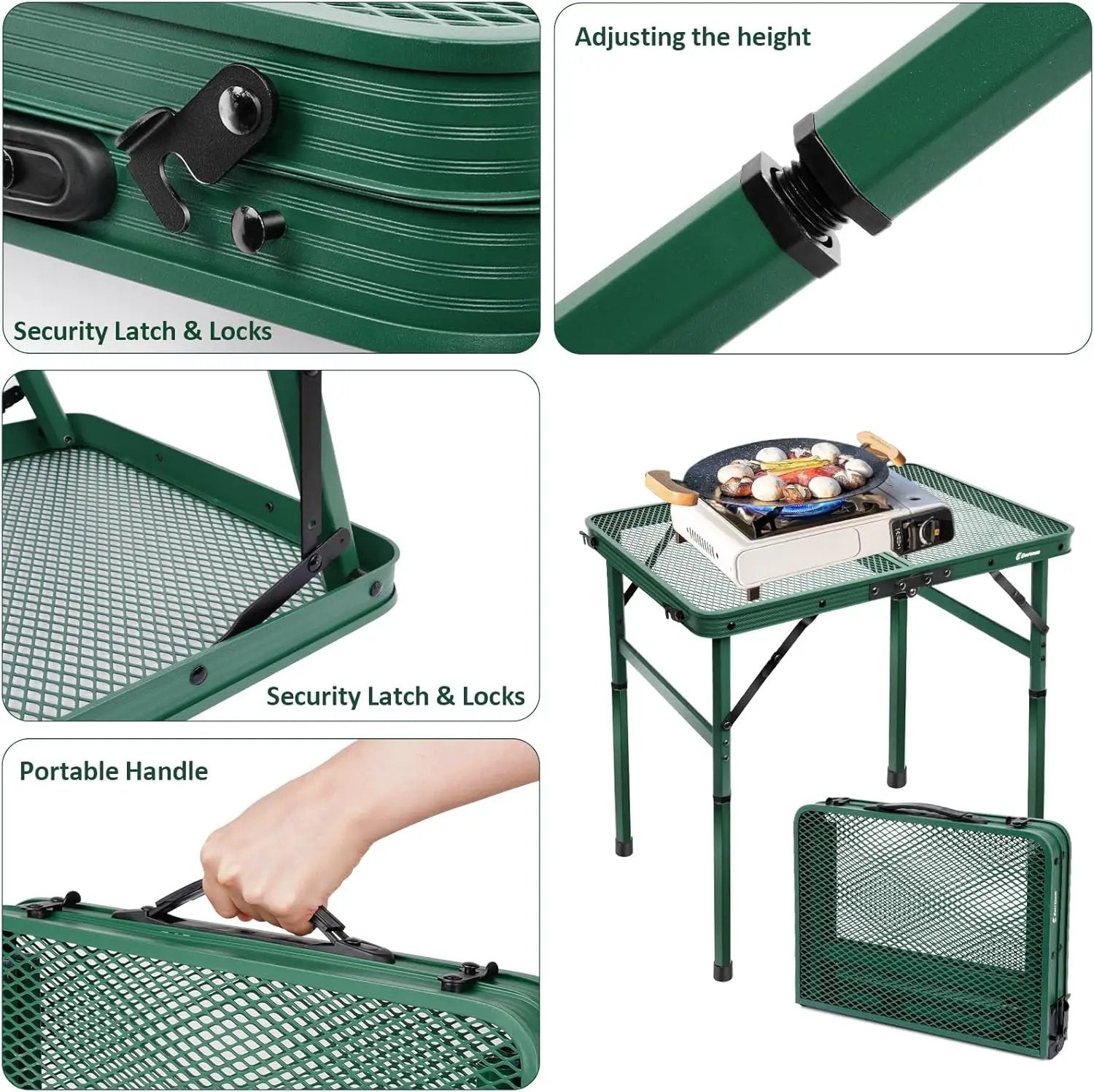 Small Folding Table, Easy for Storage, Compact and Portable Picnic Table for Grill, Outdoor Camping, Garden, Patio, Dining, BBQ, Party, Market, 2Ft (Small, Green) by GreenHaven Gardens