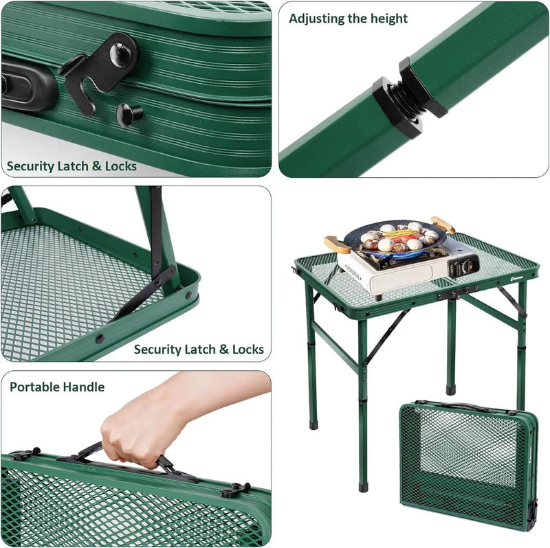 Small Folding Table, Easy for Storage, Compact and Portable Picnic Table for Grill, Outdoor Camping, Garden, Patio, Dining, BBQ, Party, Market, 2Ft (Small, Green) by GreenHaven Gardens