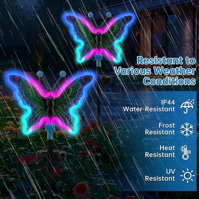 Solar Butterfly Lights Outdoor,Butterfly Solar Lights for Outside, Solar Garden Decor, Outdoor Garden neon Lights,Pathway Butterfly Lights (Light Blue,2pack) by GreenHaven Gardens