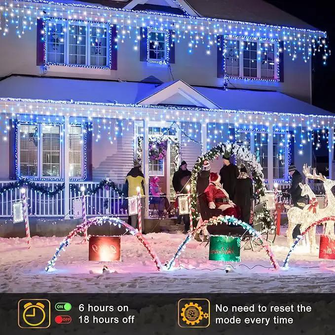 Christmas Icicle Lights Outdoor, 66Ft 640 LED Icicle Lights for Outside with 8 Modes Timers, Waterproof Plug in Twinkle String Light for Yard Eave Patio Party Holiday Decorations, Blue White by GreenHaven Gardens