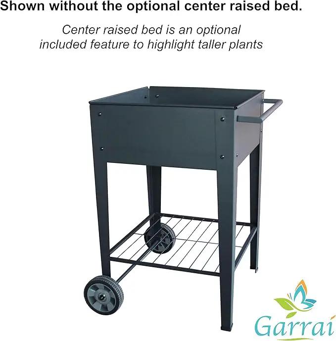 GarraÌ Raised Planter Box -Garden Cart with Wheels, Movable Square Outdoor Elevated Garden Bed with Wheels- Grow Vegetables Flowers Herbs on Patio, Deck, or Yard by GreenHaven Gardens