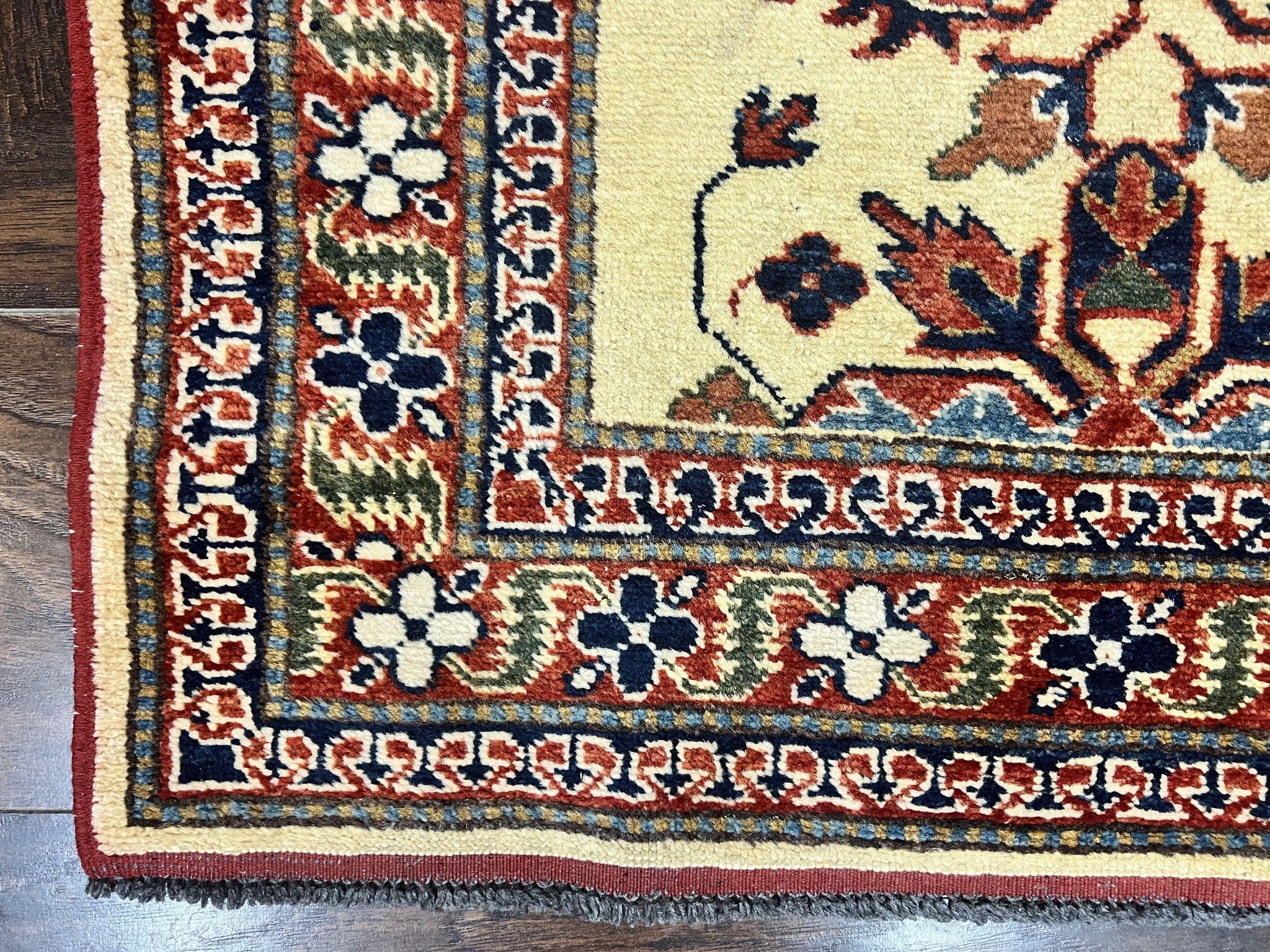 Afghan Heriz Runner Rug 2.9 x 12, Vintage Hand Knotted Persian Carpet for Hallway, 12ft Runner, Wool, Cream by Jewel Rugs