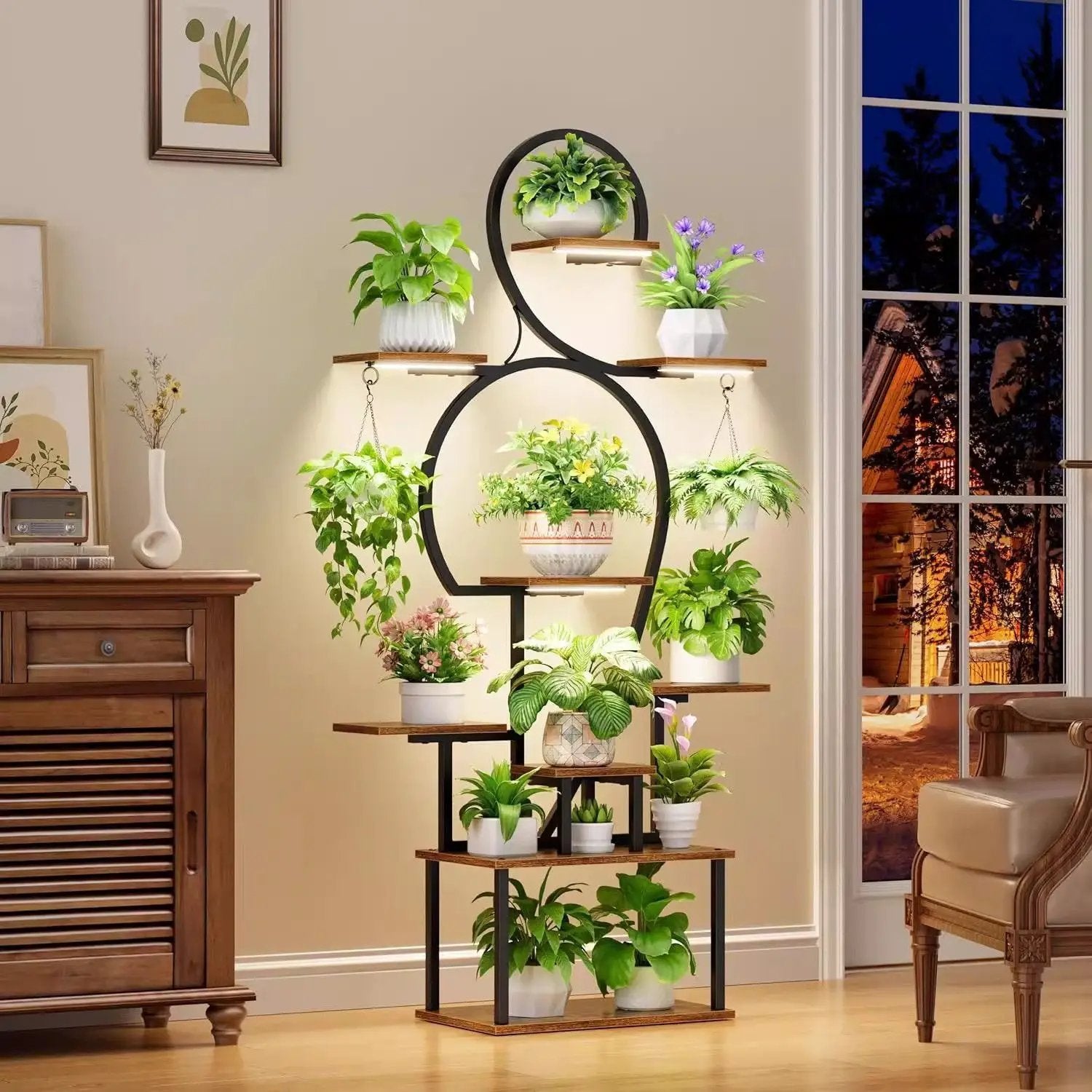 9-Tier Indoor Plant Stand with Grow Light by HouseOfZazla