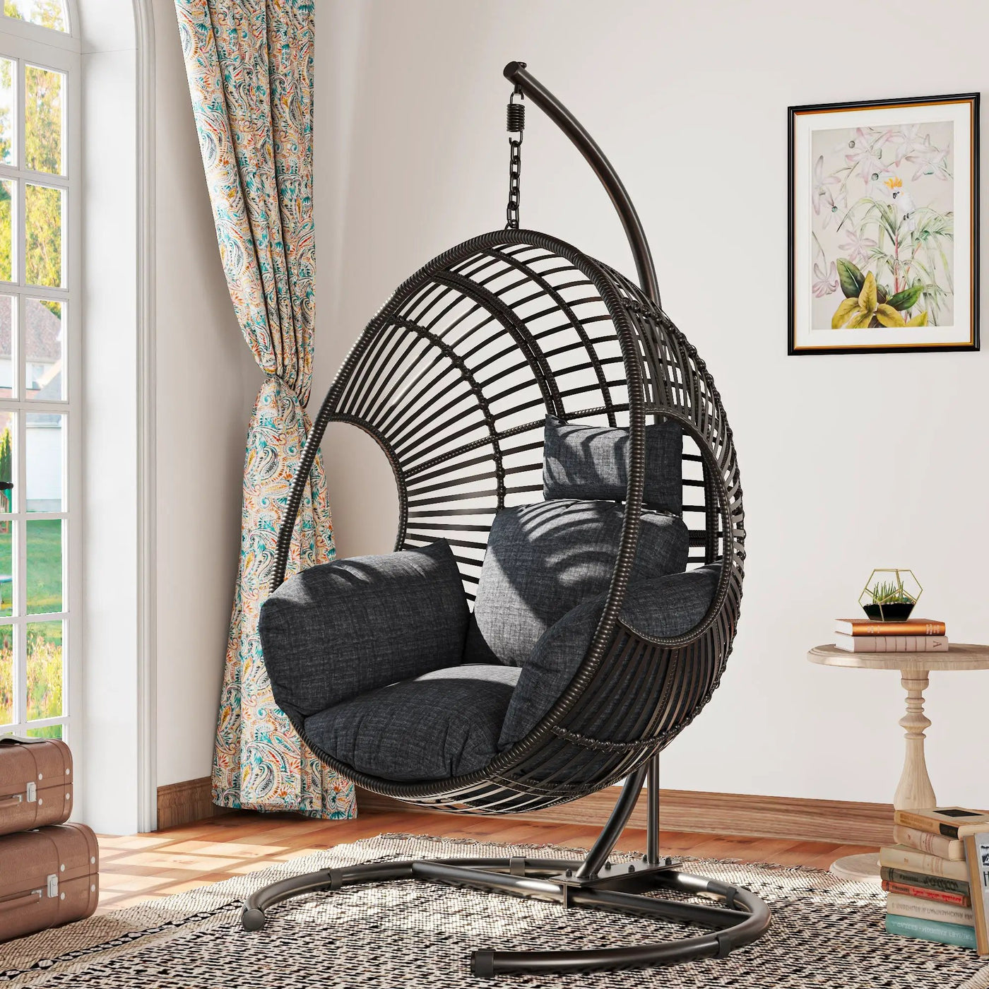 42 Extra Wide U-Base Hanging Egg Chair with Cushion by HouseOfZazla