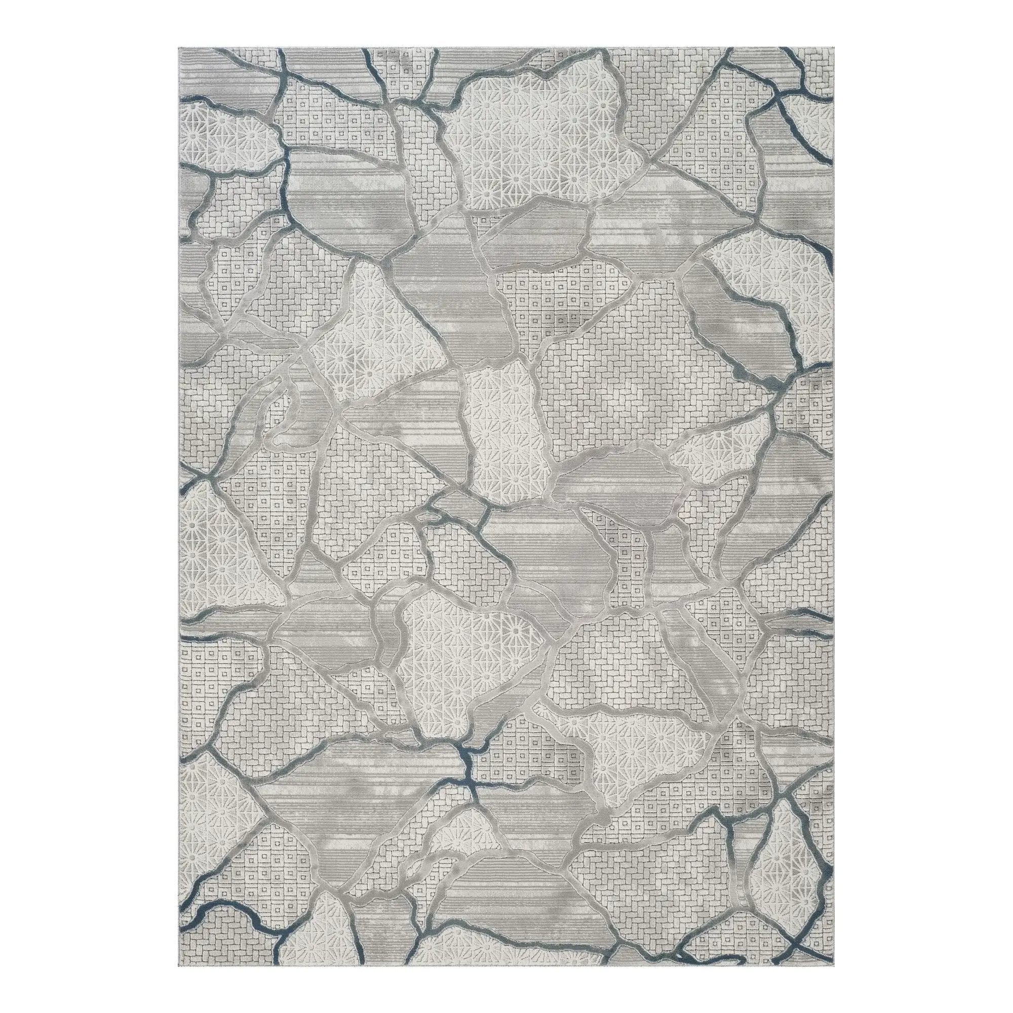 Geometrix - 5'3" X 7'3" Area Rug, Geometric 3D Effect - Gray / Ivory by Unique Piece Furniture