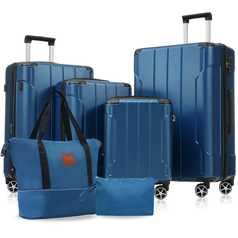 Hardshell Luggage Sets 6 Piece Suitcase Set Blue by HouseOfZazla