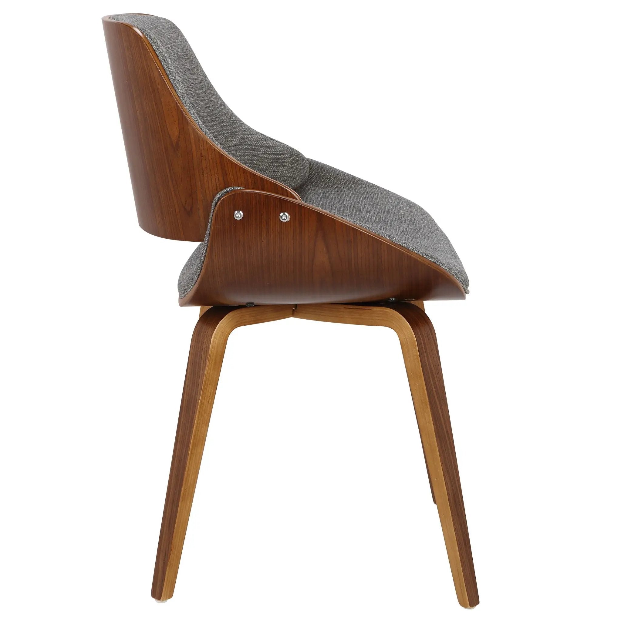 Fabrizzi - Mid-Century Modern Dining / Chair (Set of 2) - Walnut / Gray by HouseOfZazla