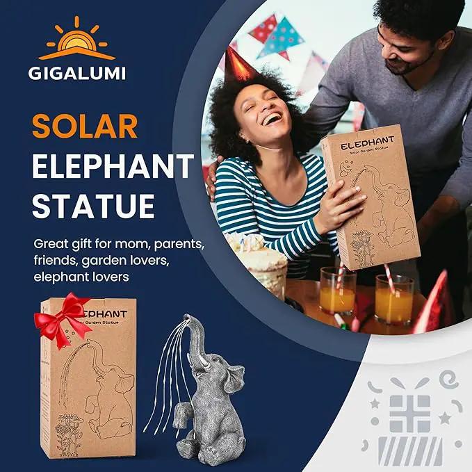 GIGALUMI Solar Garden Decor Watering Elephant Statues Outdoor, Birthday Gifts for Women Mom Grandma Senior Elder, Elephant Ornament for Balcony, Garden, Patio, Yard, Lawn (Constant Lights Only) by GreenHaven Gardens