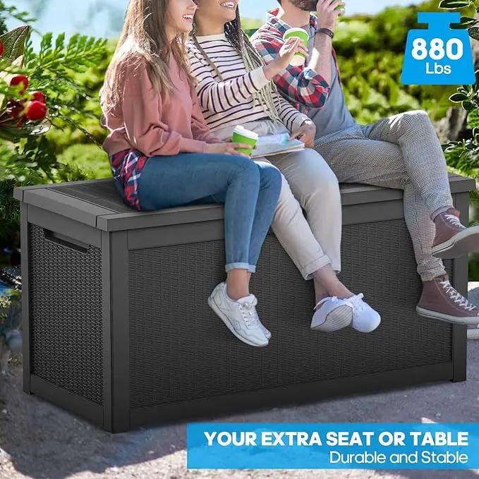 320 Gallon Outdoor Storage Box Waterproof Lockable Resin Deck Box Large, Patio Storage Bin for Pool Accessories Cushion Furniture, Garden Tools, UV-Resistant Outside Delivery Black by GreenHaven Gardens