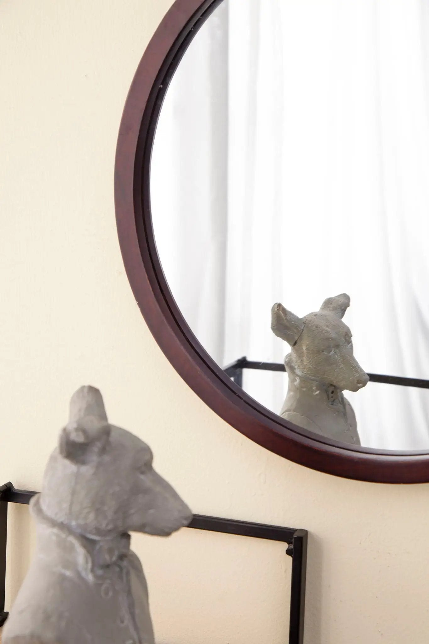 Circle Wall Mirror With Wooden Frame, Wall Mirror For Living Room by Unique Piece Furniture