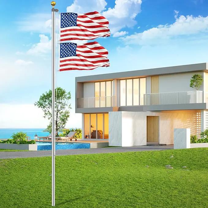 Flag Pole for Outside in Ground, 16FT Sectional Extra Thick Flagpole Kit, Heavy Duty Aluminum Outdoor Flag Poles with 3x5 American Flag for Yard, Garden, Residential or Commercial by GreenHaven Gardens