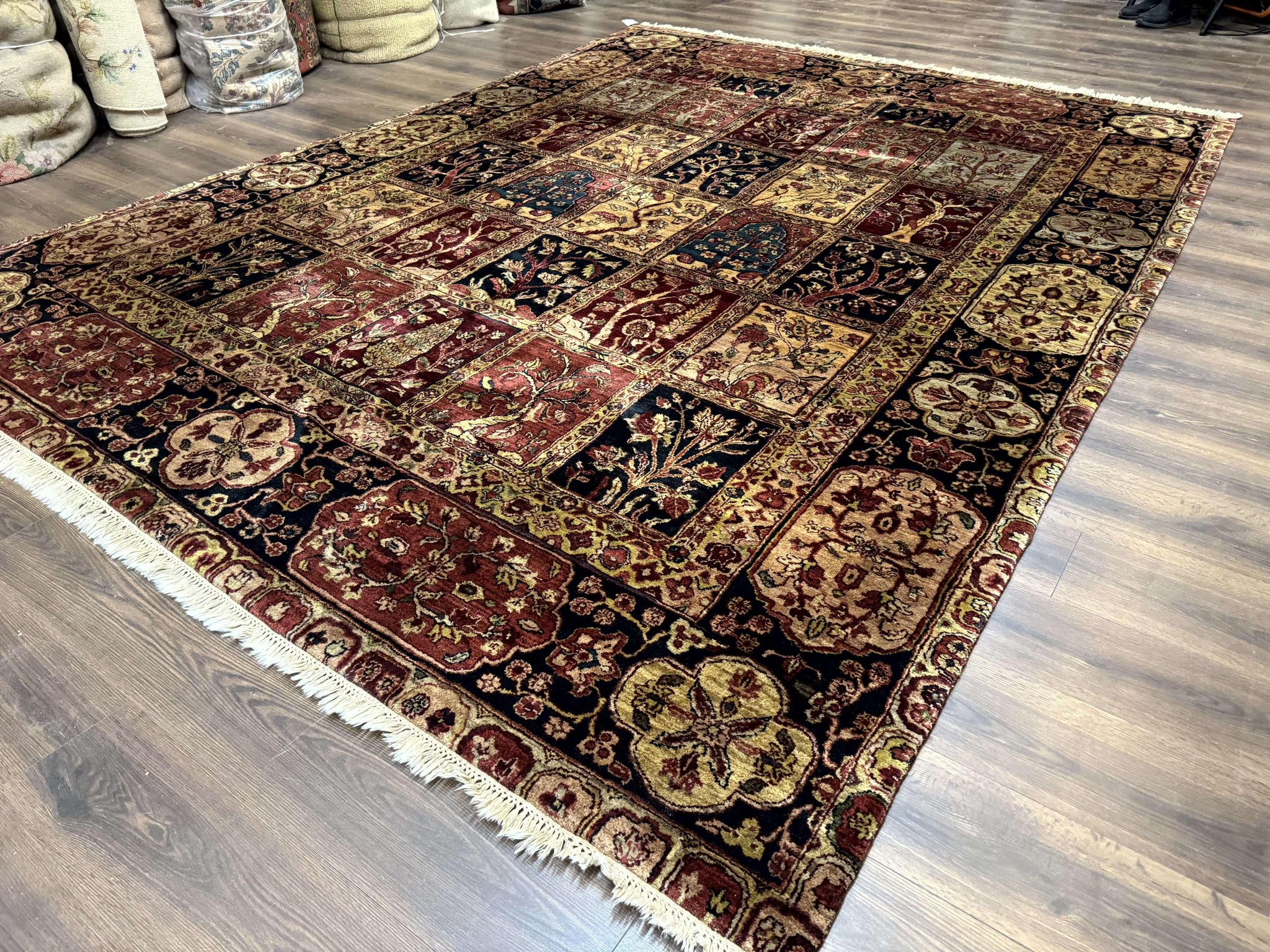 Indo Persian Rug 9x12, Bakhtiari Panel Design, Multicolor, Soft Wool Pile by Jewel Rugs