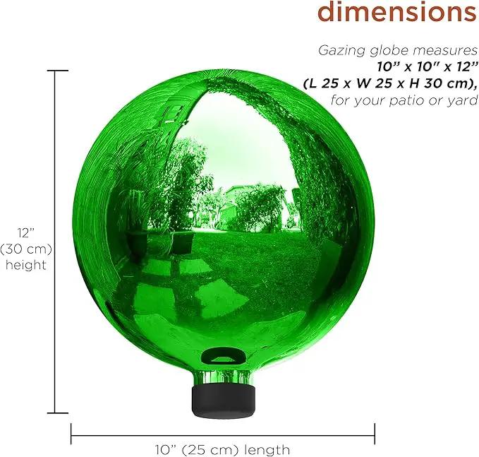 Alpine Corporation 10" Diamater Indoor/Outdoor Glass Gazing Globe Festive Yard Décor, Green by GreenHaven Gardens