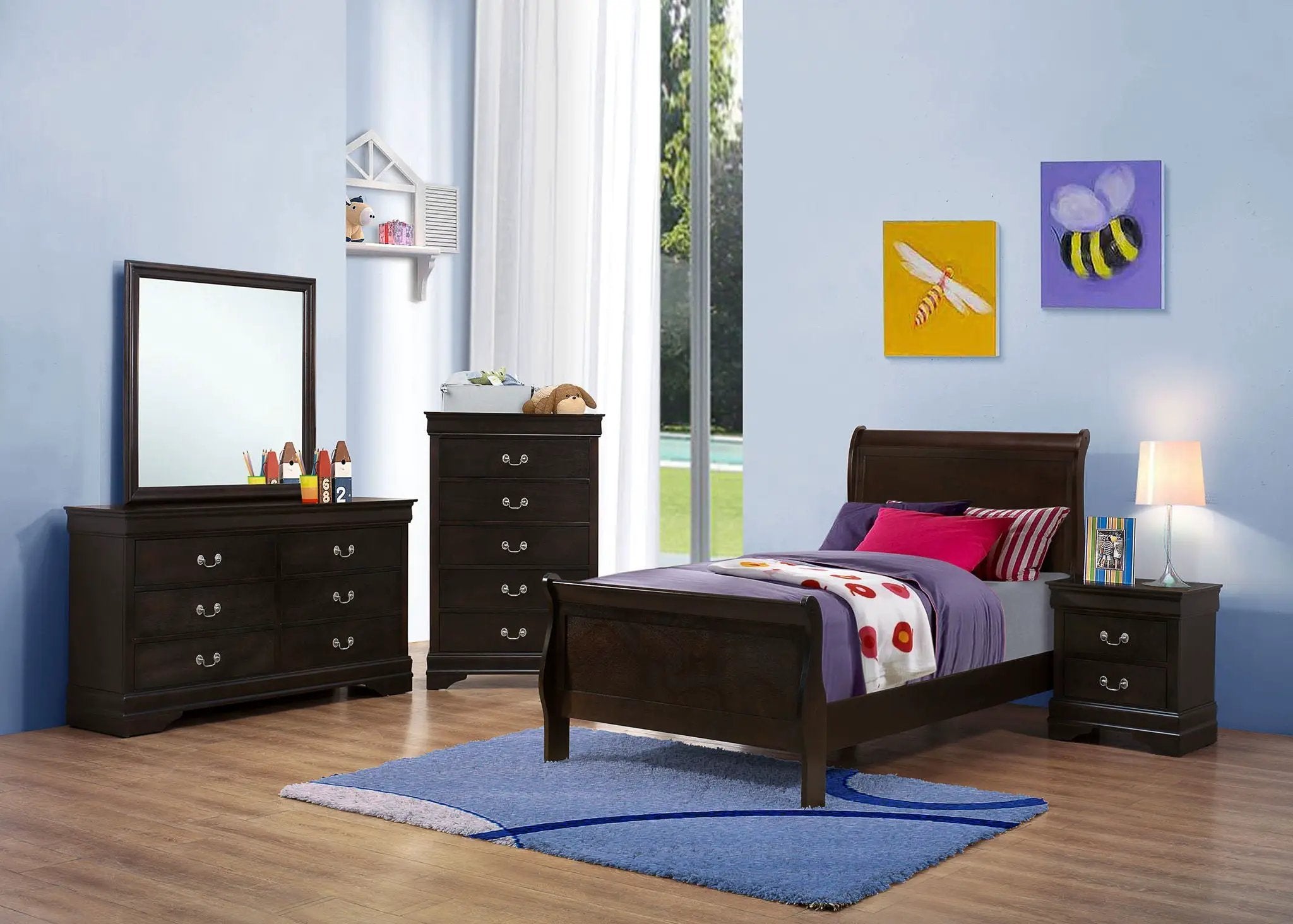 Louis Philippe 5-piece Twin Bedroom Set Cappuccino by Unique Piece Furniture