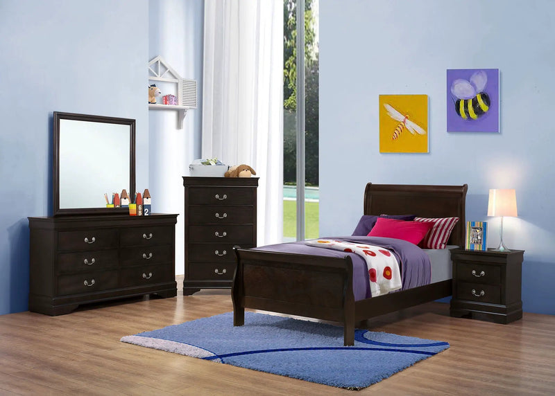 Louis Philippe 5-piece Twin Bedroom Set Cappuccino by Unique Piece Furniture