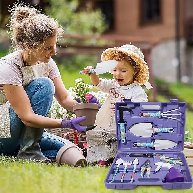 Garden Tool Set, Stainless Steel Heavy Duty Gardening Tools 30 PCS w/Floral Print, Trowel Rake Weeder Pruner Shears Sprayer Digging Claw Gloves, Ideal Gardening Set for Women by GreenHaven Gardens