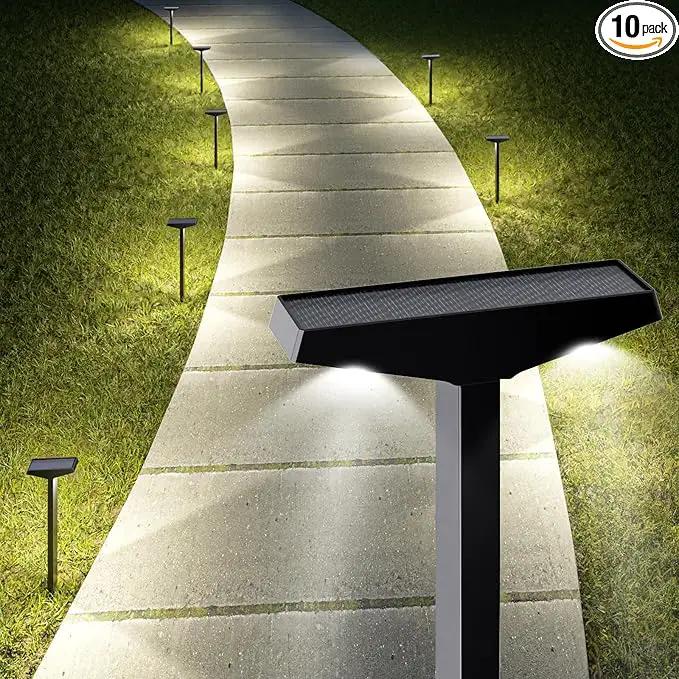 JSOT Bright Solar Pathway Lights for Outside, 10 Pack Solar Landscape Lighting for Outdoor Waterproof, Solar Outdoor Decorations Lamps for Yard, Garden, Patio, Sidewalks, Driveway. (Cool White) by GreenHaven Gardens