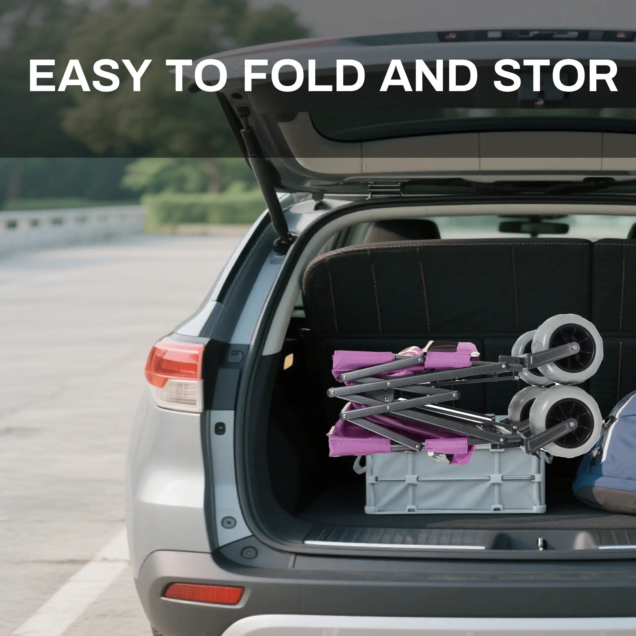 3-in-1 Heavy-Duty Folding Wagon Cart with Bench Seat & Storage by HouseOfZazla