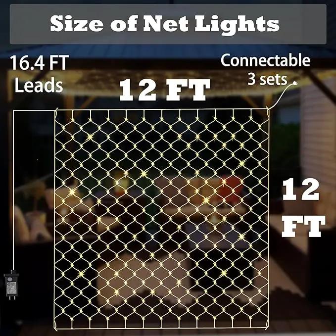 Eueasy LED Net Lights, 360 LED 12x12FT with Timer & 8 Lighting Modes, Outdoor Net Lights for Gazebo, Bush, Wedding, Holiday by GreenHaven Gardens