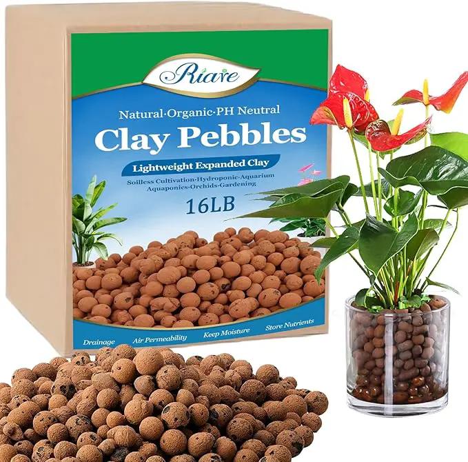 Riare 16 LBS Organic Expanded Clay Pebbles for Plants- 4mm-16mm Natural Leca Balls Lightweight Hydroponic Clay Pebbles Aggregate for Indoor Plants, Hydroponic Growing, Plants Drainage, Aquaponics by GreenHaven Gardens