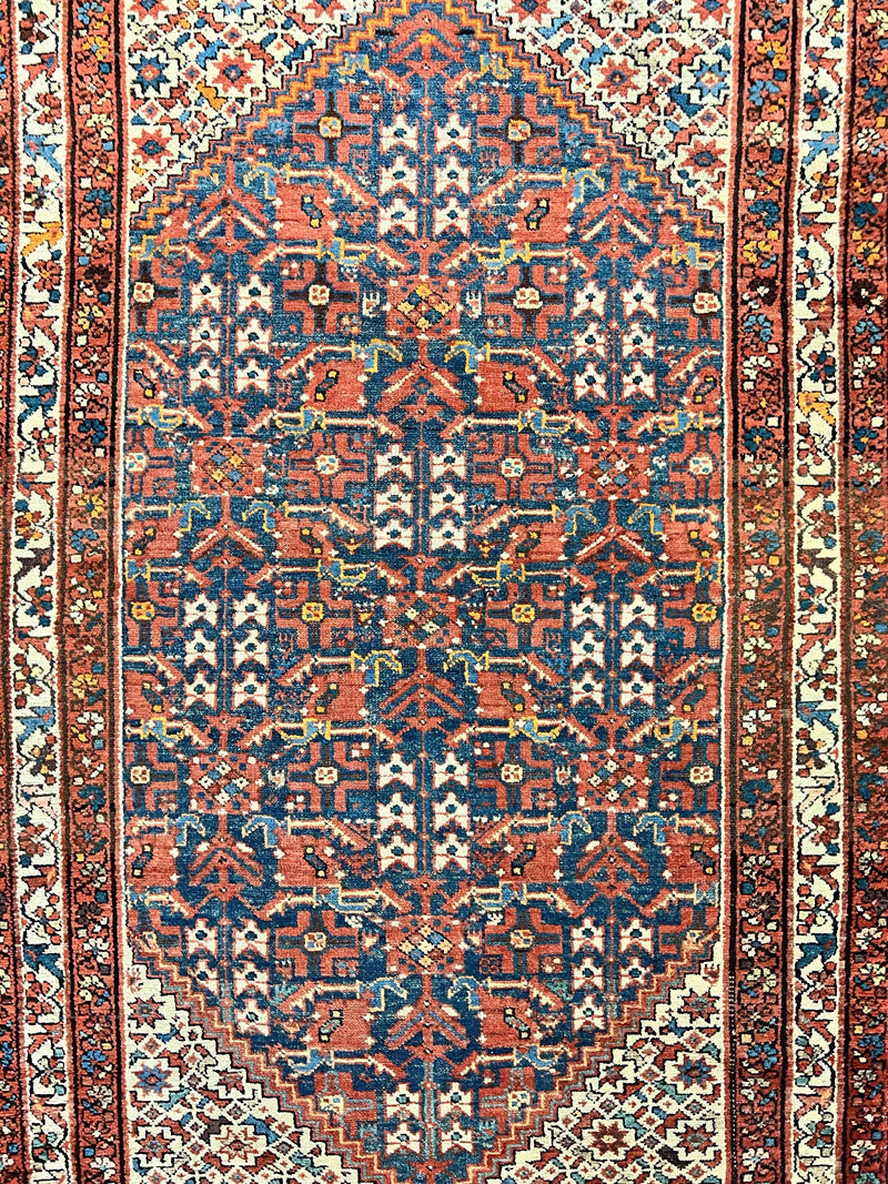 Persian Malayer Rug 4x7, Tribal Rug, Geometric, Antique Oriental Carpet, Red Blue Cream, Boho Rug, Hand Knotted Wool Rug by Jewel Rugs