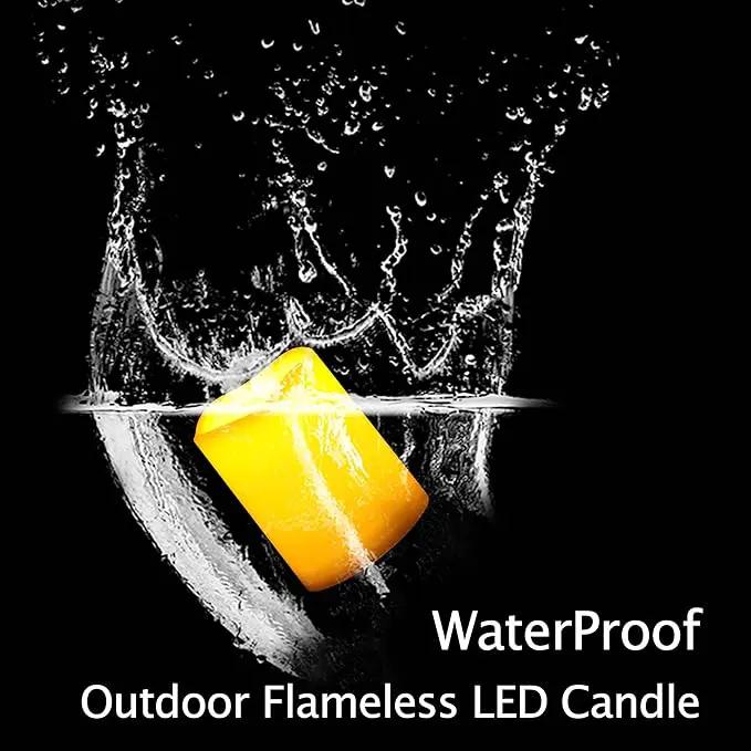 CANDLE CHOICE Waterproof Outdoor Battery Operated Flameless Candles with Remote Timer Plastic Flickering Fake Electric LED Pillars for Lantern Garden Wedding Christmas Decorations 3x4 Inches 2 PCS by GreenHaven Gardens