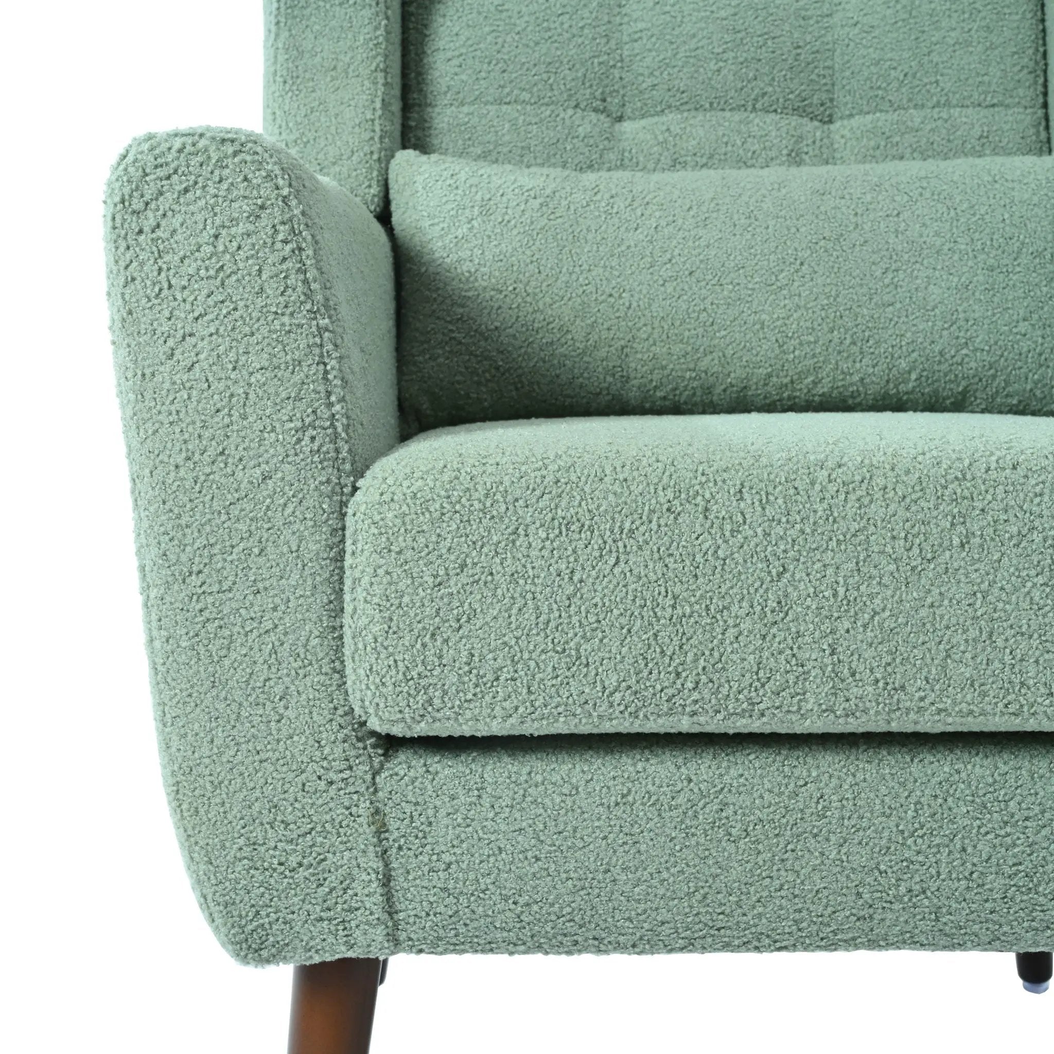Modern Accent Chair, Teddy Fabric Living Room Chairs Comfy Reading Chair, Mid Century Accent Chair, Lounge Arm Chairs Armchair For Living Room Bedroom - Light Green by HouseOfZazla