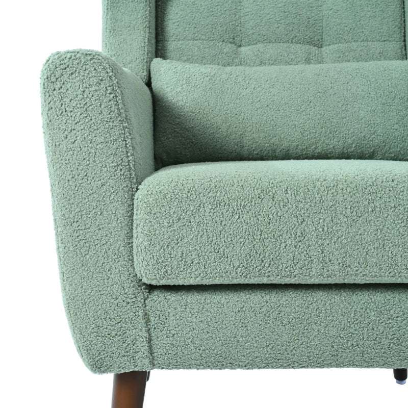 Modern Accent Chair, Teddy Fabric Living Room Chairs Comfy Reading Chair, Mid Century Accent Chair, Lounge Arm Chairs Armchair For Living Room Bedroom - Light Green by HouseOfZazla