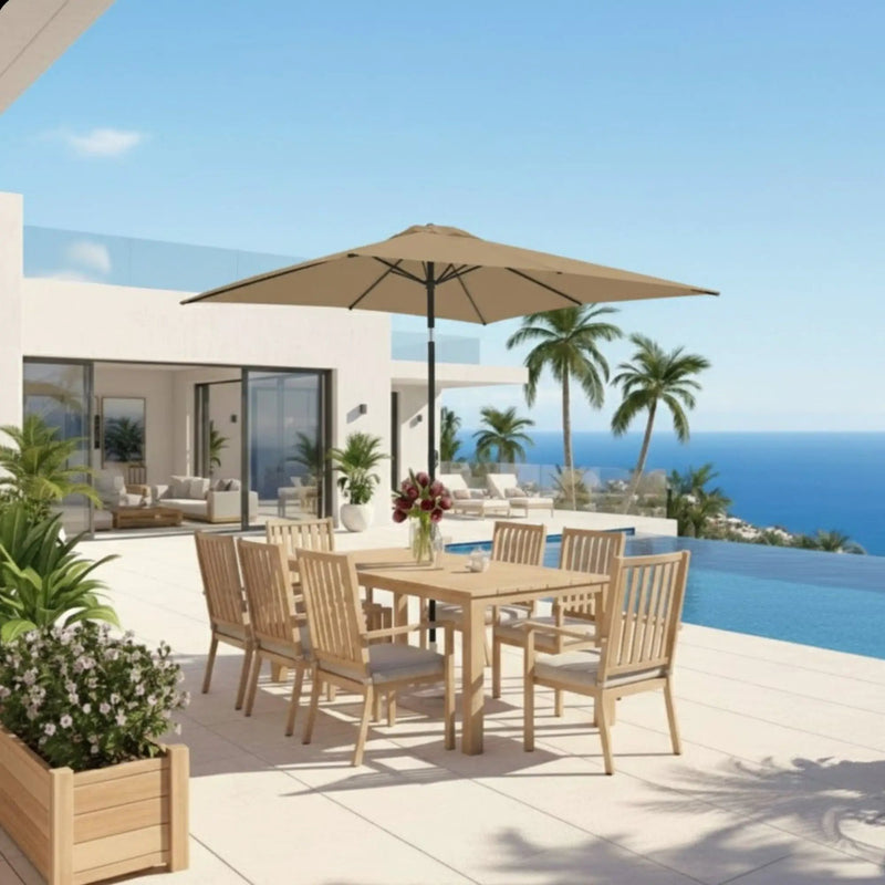 Rectangular Patio Umbrella With Crank Tilt, Polyester UV-Resistant Canopy by HouseOfZazla