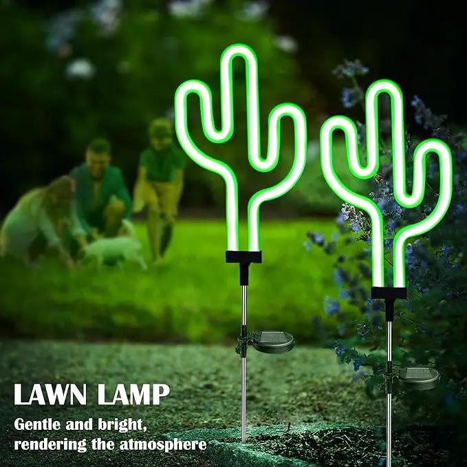 SunKite Cactus Solar Garden Stake Lights - Outdoor Waterproof Neon Lights for Garden, Yard, Lawn, Pathway, Patio, Backyard (2 Pack) by GreenHaven Gardens