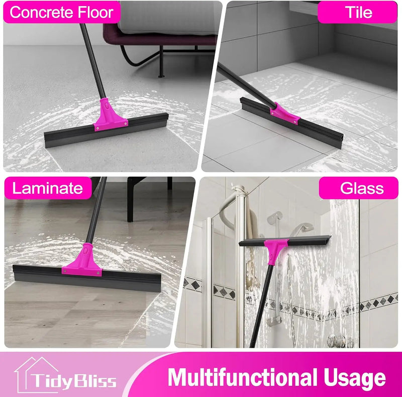 Floor Squeegee Heavy Duty with 58.3 inches Long Handle, Rubber Foam Water Scraper Broom Epoxy Wiper Mop for Cleaning Concrete Pool Rug Garage Deck Shower Window Outdoor Indoor by GreenHaven Gardens