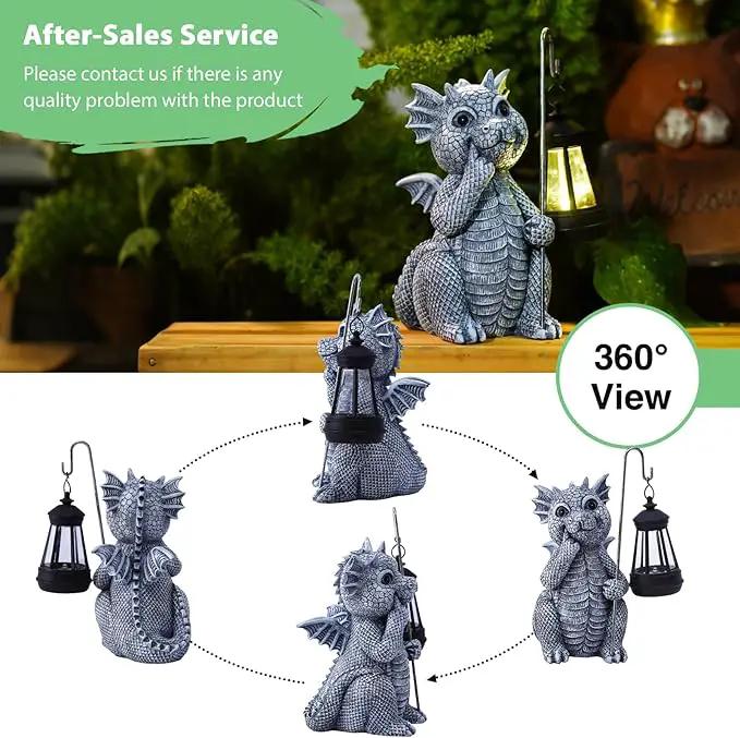 Goodeco Dragon Statue with Solar Lantern - Garden Decor for Lawn, Patio, and Yard - 8.3 inches Dragon Gifts & Outdoor Decorations by GreenHaven Gardens