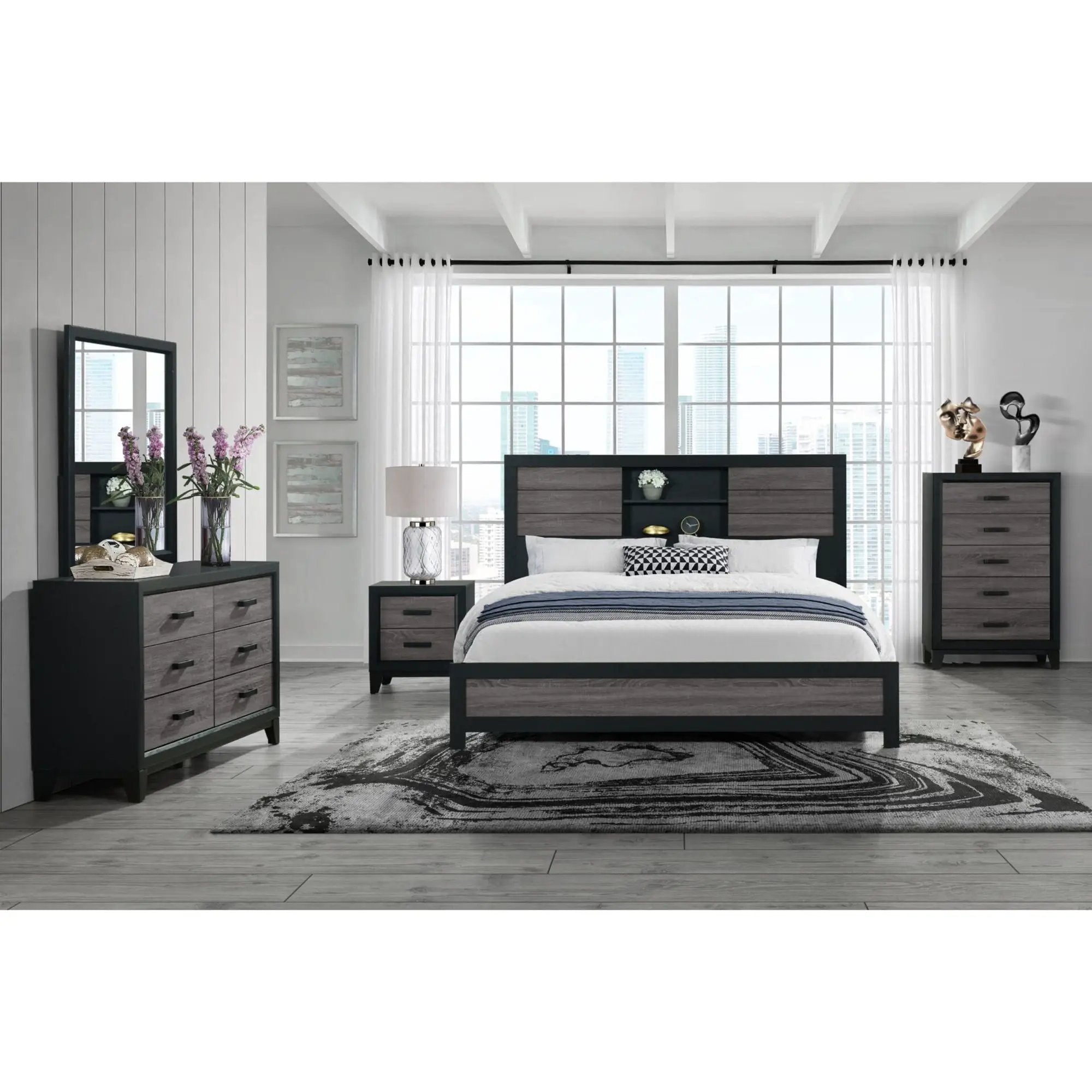 Soluto - Bed With Bookcase Headboard by Unique Piece Furniture