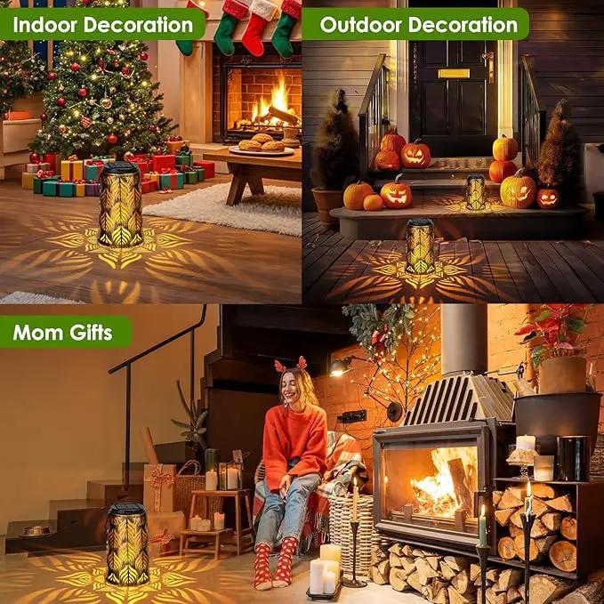 2 Pack Palm Leaves Solar Lantern, Solar Lights Outdoor Waterproof, Outside Hanging Lanterns Garden Lights for Yard Porch Decorative, Thanksgiving Birthday Mothers Day Gifts for Women Men Mom by GreenHaven Gardens