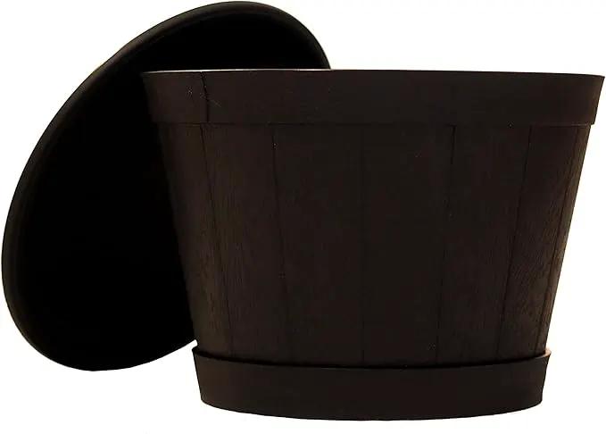 13" Heavy Duty Tray/Saucer (2 Pack) Country Look, Pot/Planter Base for Indoor/Outdoor Decor Use. Long Lasting, Reusable Light Weight (13 inches, Black) by GreenHaven Gardens