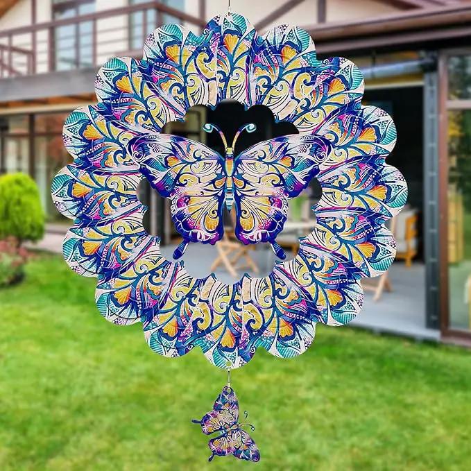 TUOKING Butterfly Wind Spinners Outdoor for Yard and Garden Decor 3D Hanging Wind Sculpture 12 Inch Stainless Steel Wind Spinner Decoration Worth Gift for Women by GreenHaven Gardens